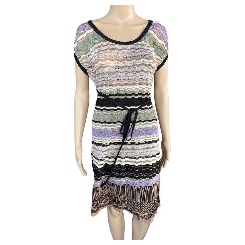 M by Missoni - Knit Dress in Purple, Creme, Black, and Metallic - Size S to  L